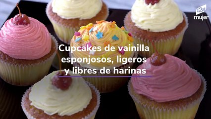 Cupcakes de vainilla esponjosos, ligeros y libres de harinas