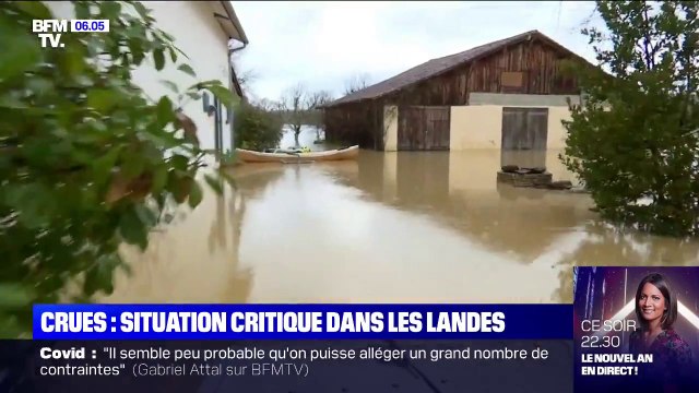 Crues: la situation est critique dans les Landes, des habitants secourus par les sapeurs-pompiers