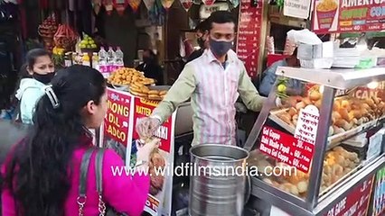 Golgappa or Panipuri  during winters in Delhi _ Street food at Sarojini Market