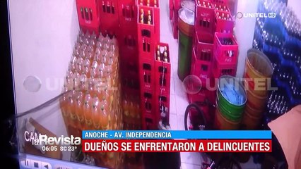 Dueños de un negocio se enfrentan a atracadores armados