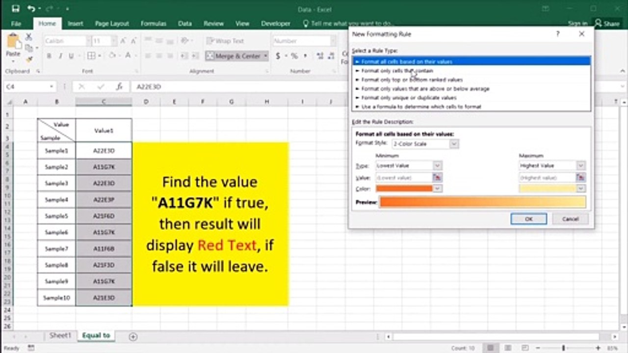 #3-Excel3minute-Conditional Formatting-Equal To-Filter for similar values-Lọc Giá Trị Giống Nhau