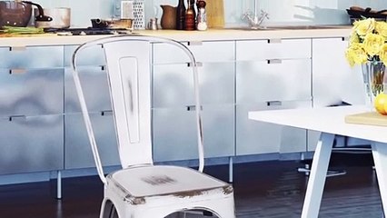 Distressed White Metal Chairs