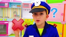 Niki plays with toy cars and saves a police and fire truck and an ambulance from a cave