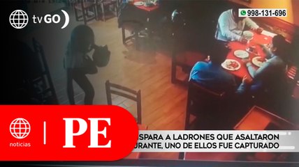 Policía en retiro dispara a ladrones que asaltaron a clientes de restaurante | Primera Edición