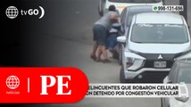 Policía captura a delincuentes que robaron celular a conductor atascado tráfico | Primera Edición