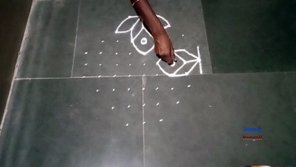 3 x 9 dots rangoli, simple dots rangoli, easy pulli kolam, simply dots muggulu