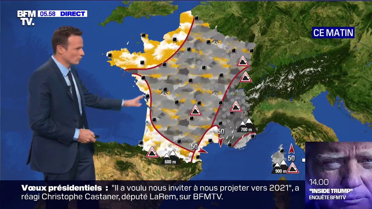 Un ciel nuageux sur une bonne partie du pays pour cette première journée de l'année 2021, de la neige en montagne