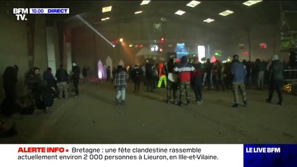 Les images de la rave-party géante toujours en cours à Lieuron en Bretagne (BFMTV)