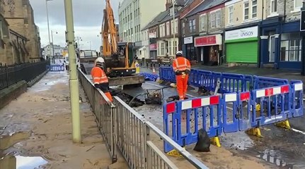 Burst water main on Westoe Road in South Shields