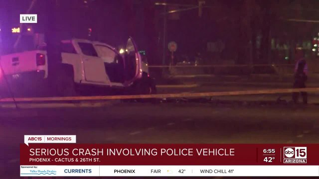 Serious crash involving police vehicle near 26th Street and Cactus Road