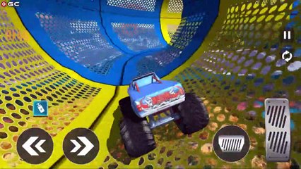 Скачать видео: Monster Truck Games Mega ramp Impossible Tracks - 4x4 Stunts Truck Driver - Android GamePlay #3