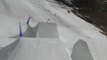 Skier Performs Tricks And Lands Smoothly After Launching Off Of Ramp