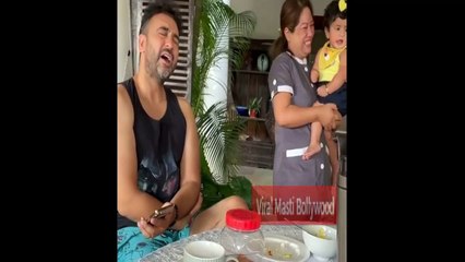 Shilpa Shetty Daughter Samisha angry on father Raj Kundra Cute Video Viral