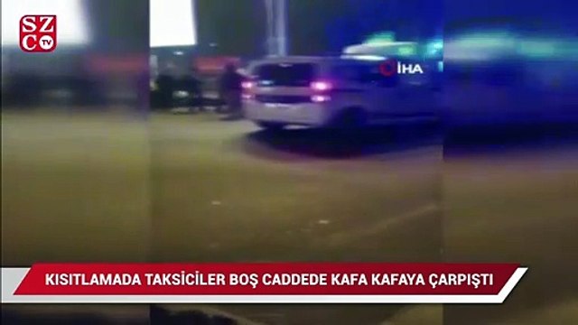 Kısıtlamada taksiciler boş yolda kafa kafaya çarpıştı: 2 yaralı