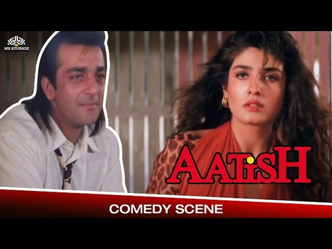 Sanjay Dutt & Raveena Tandon First Meet | Aatish (1994) | Sanjay Dutt | Raveena Tandon | Aditya Pancholi | Bollywood Movie Scene