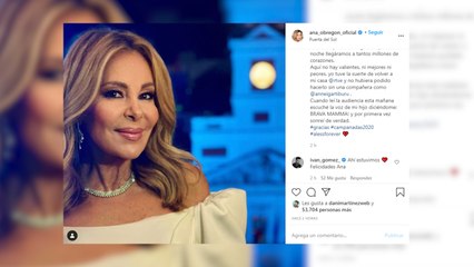 Ana Obregón agradece el apoyo recibido tras presentar las Campanadas
