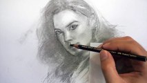 Gal Gadot Wonder Woman 1984 Charcoal Drawing _ Semi-real time tutorial