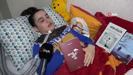 Üç makineye bağlı yaşayan Nurçin, tek parmağı ile 3'üncü kitabını çıkardı