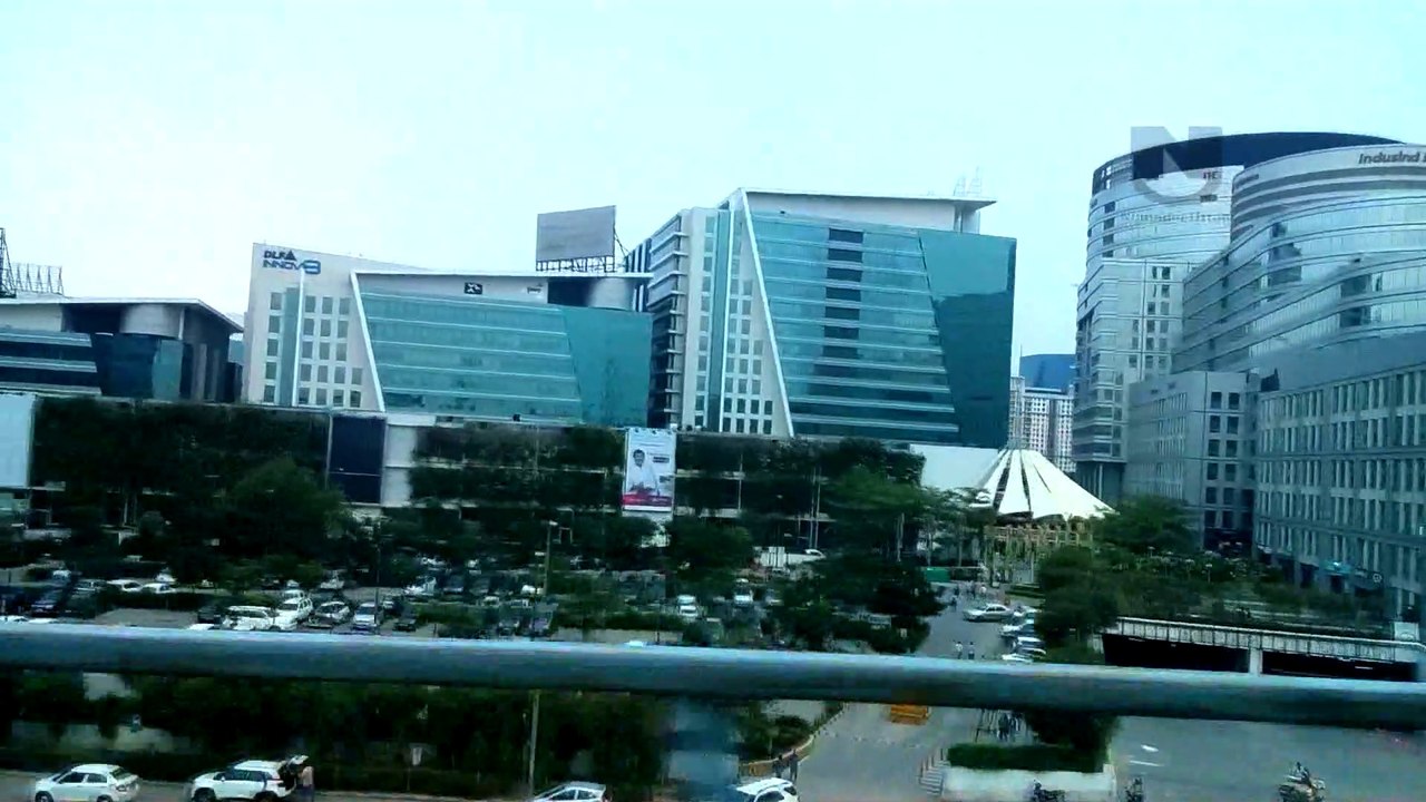 Cyber City View from Gurgaon Rapid Metro, India