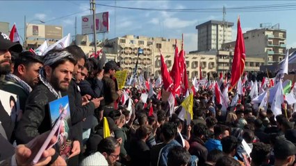 Download Video: Iraqi and Lebanese Shiites mourn commanders killed by US a year ago