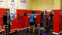 [3/3] Quentin Fillon-Maillet en salle de musculation au Centre National de Ski Nordique de Prémanon (Jura) en octobre 2020