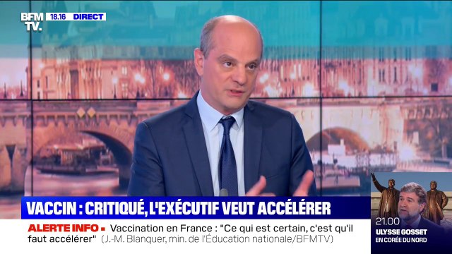 Selon Jean-Michel Blanquer, la vaccination des enseignants serait souhaitable au mois de mars, au plus tard