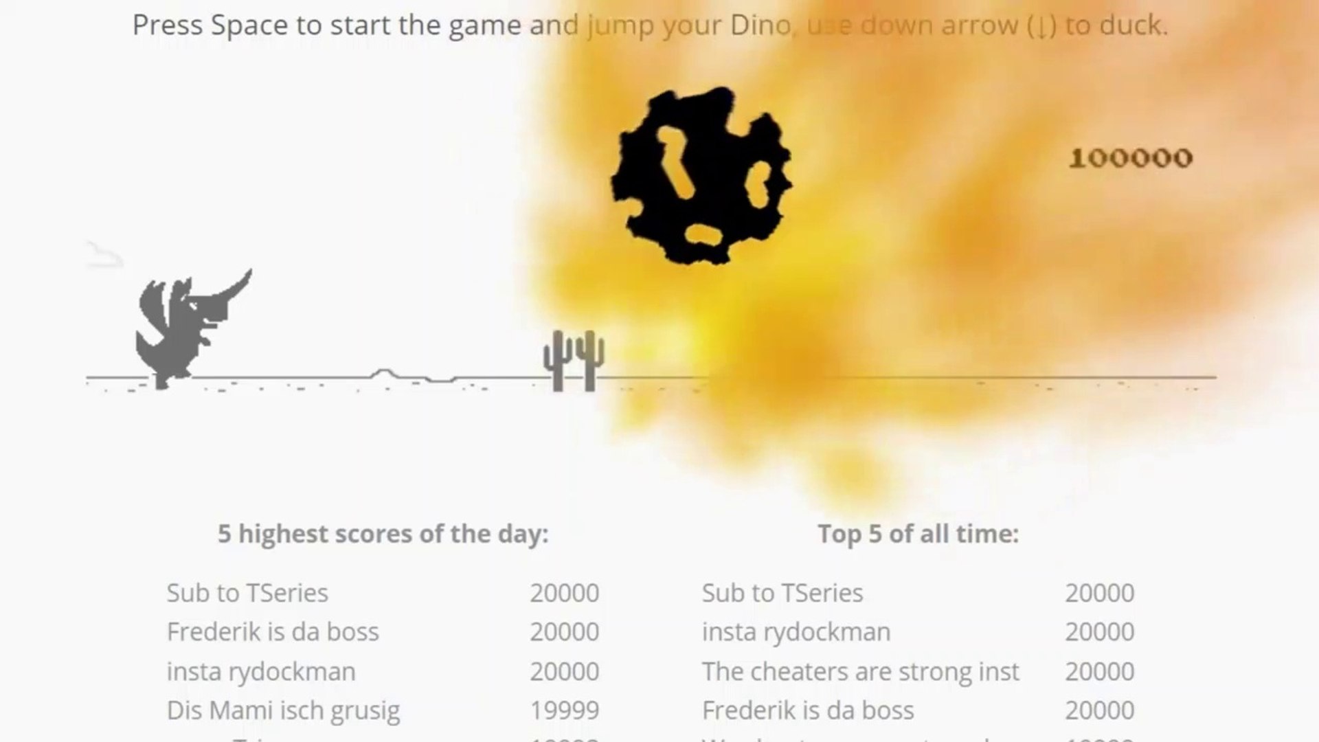 Chrome Dino Game highest score - video Dailymotion