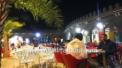 Nizam Shahi Road, Hyderabad at night _ Bilal ice cream open bistro during Christmas eve