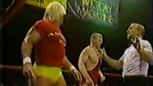 Hulk Hogan in Bob Backlund's corner [1984-01-07]