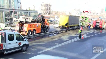 Kamyon bariyere ok gibi saplandı | Video