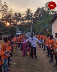 Watch: Residents of Karnataka village form guard of honour for retiring school teacher