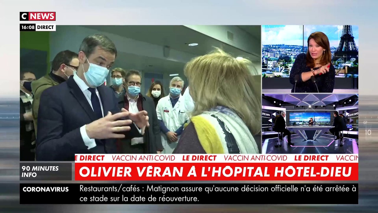 Interpellé par un médecin à l'Hôtel Dieu pour savoir quand les Français seront vaccinés, Oliver Véran répond: "Bientôt! On gère les stocks en bons pères de famille"