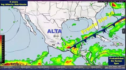 Clima de hoy lunes: El sistema frontal número 24 se extiende en la Península de Yucatán