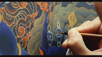 Famous American movie star Eric Roberts and Tibetan Thangka painting