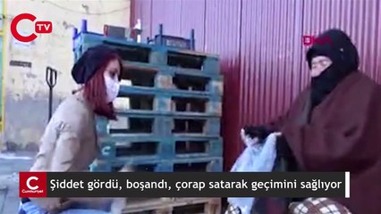 Şiddet gördüğü eşinden ayrılan kadın, 3 çocuğunu çorap satarak büyütüyor