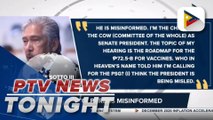 #PTVNewsTonight | Sotto hinting PRRD's premature, defensive remarks a result of misguided advice; Lacson: Focus should be on why there's no vaccine not on PSG issue