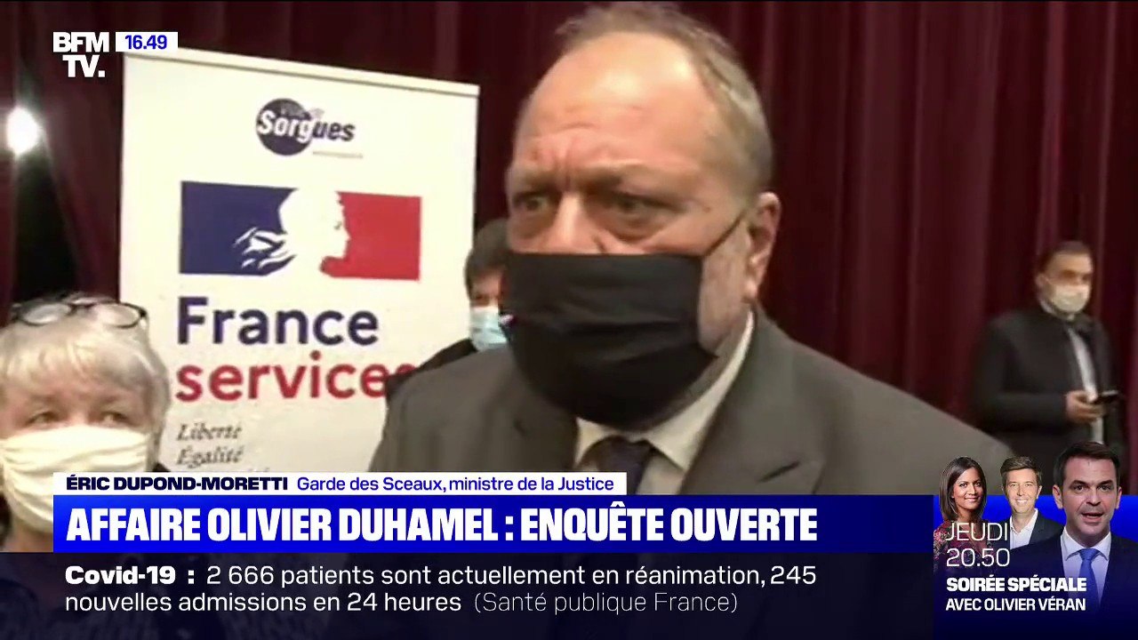 Affaire Olivier Duhamel: Éric Dupond-Moretti a "pris connaissance des fait terrifiants qui ont été dénoncés"