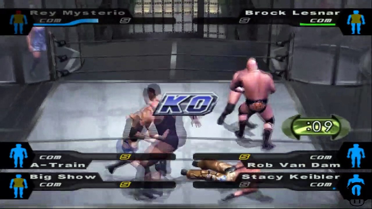 Here Comes the Pain Stacy Keibler vs A-Train vs RVD vs Rey Mysterio vs Brock Lesnar vs Big Show