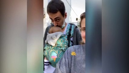 Edip Tepeli ve Ayşecan Tatari kızlarını kanguruda gezdirdi