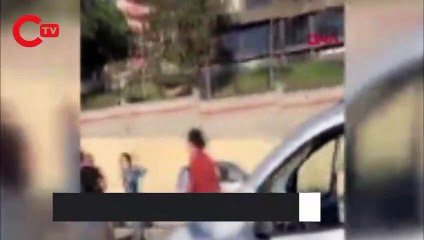 Kaza sonrası başlayan kavga kamerada