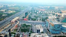 Gurgaon aerial view of Delhi NCR development_ dizzying traffic and buildings