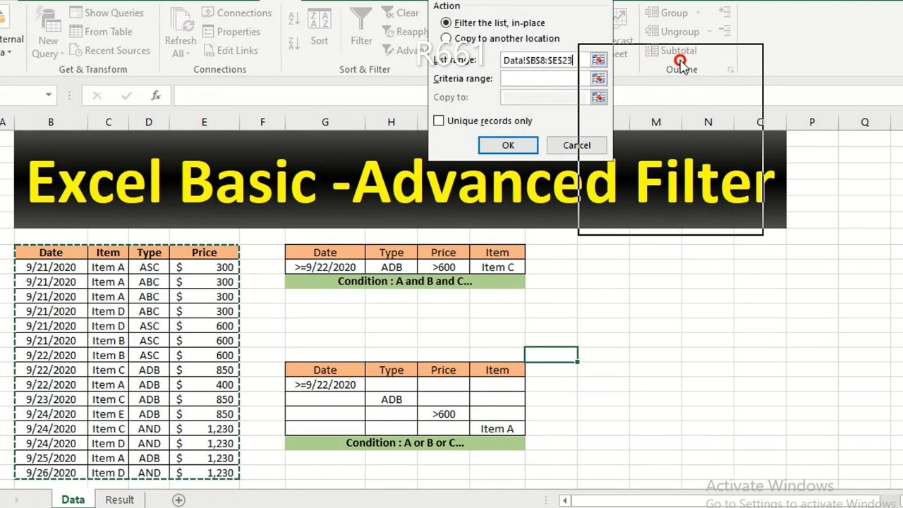 12 Excel Basic - Advanced Filter - Smart Data Filtering Customization