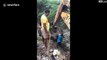 Ils sauvent une vache coincé dans la boue depuis 2 jours en Inde