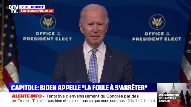 Capitole envahi: pour Joe Biden, c'est quasiment de la sédition et cela doit s'arrêter maintenant