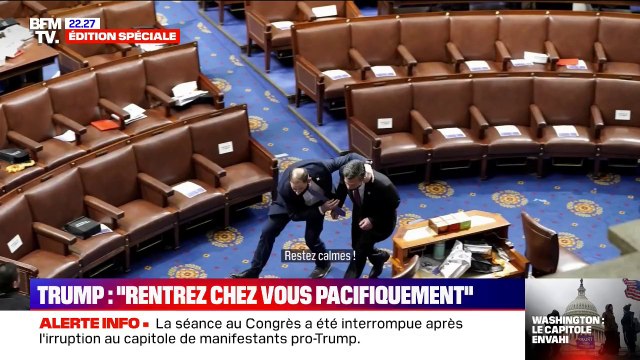 Restez calmes : le message adressé aux parlementaires pour les prévenir de l'intrusion de supporters de Trump dans le Capitole