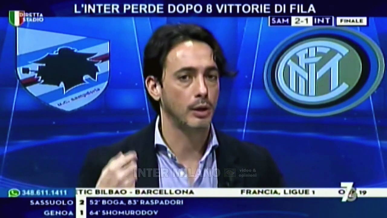 Video SAMPDORIA-INTER 2-1 POST-MATCH * TRAMONTANA: QUANDO L'INTER GIOCHICCHIA ALTA PRENDE L'IMBUCATA.