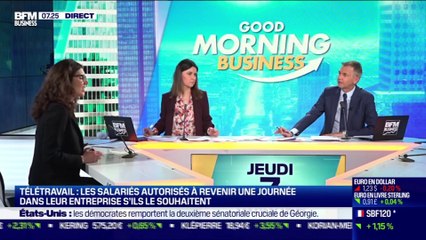 Audrey Richard (Association Nationale des DRH) : Les salariés en télétravail autorisés à revenir une journée dans leurs entreprises s'ils le souhaitent - 07/01