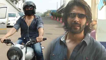 Kartik Aaryan Oozes Hotness As He Gets Papped Riding His Bike To Filmcity