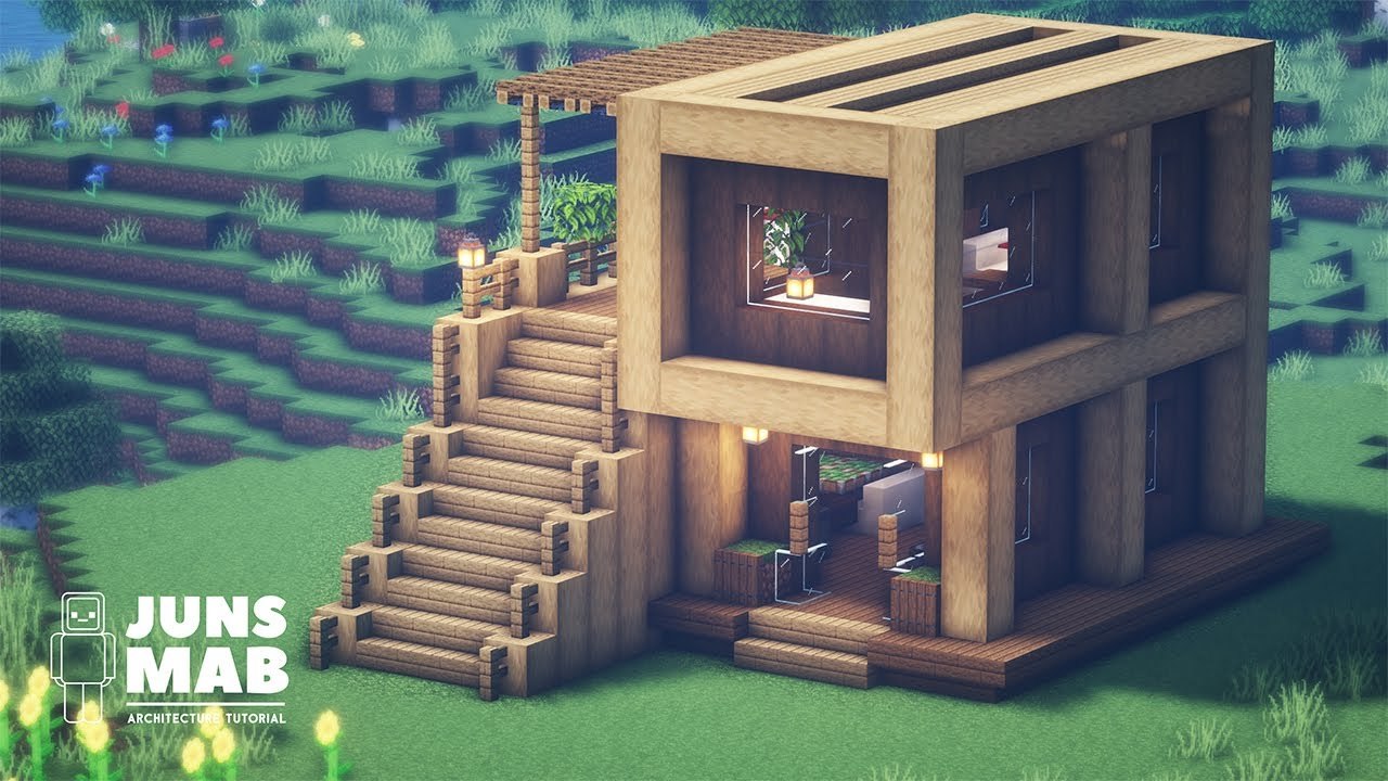 Minecraft How To Build A Half Wooden House Easy Survival House Tutorial 146 1 Video Dailymotion