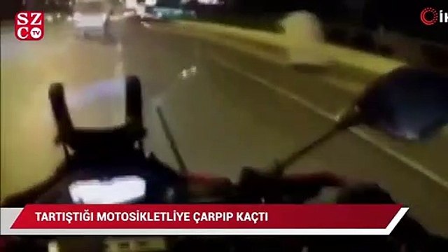 E-5 Karayolu’nda tartıştığı motosikletliye çarpıp kaçtı